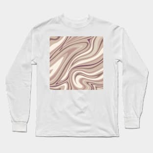 Groovy Swirling Liquid Pattern - Mauve & Beige Long Sleeve T-Shirt